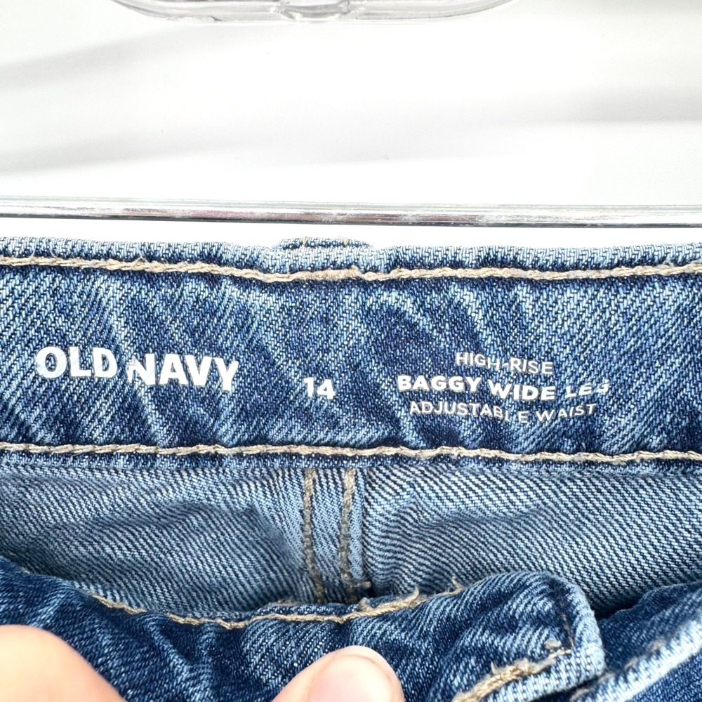 Old Navy Girls High-Waisted Super Baggy Button-Fly Wide-Leg Utility Jeans Sz 14 - Picture 7 of 12